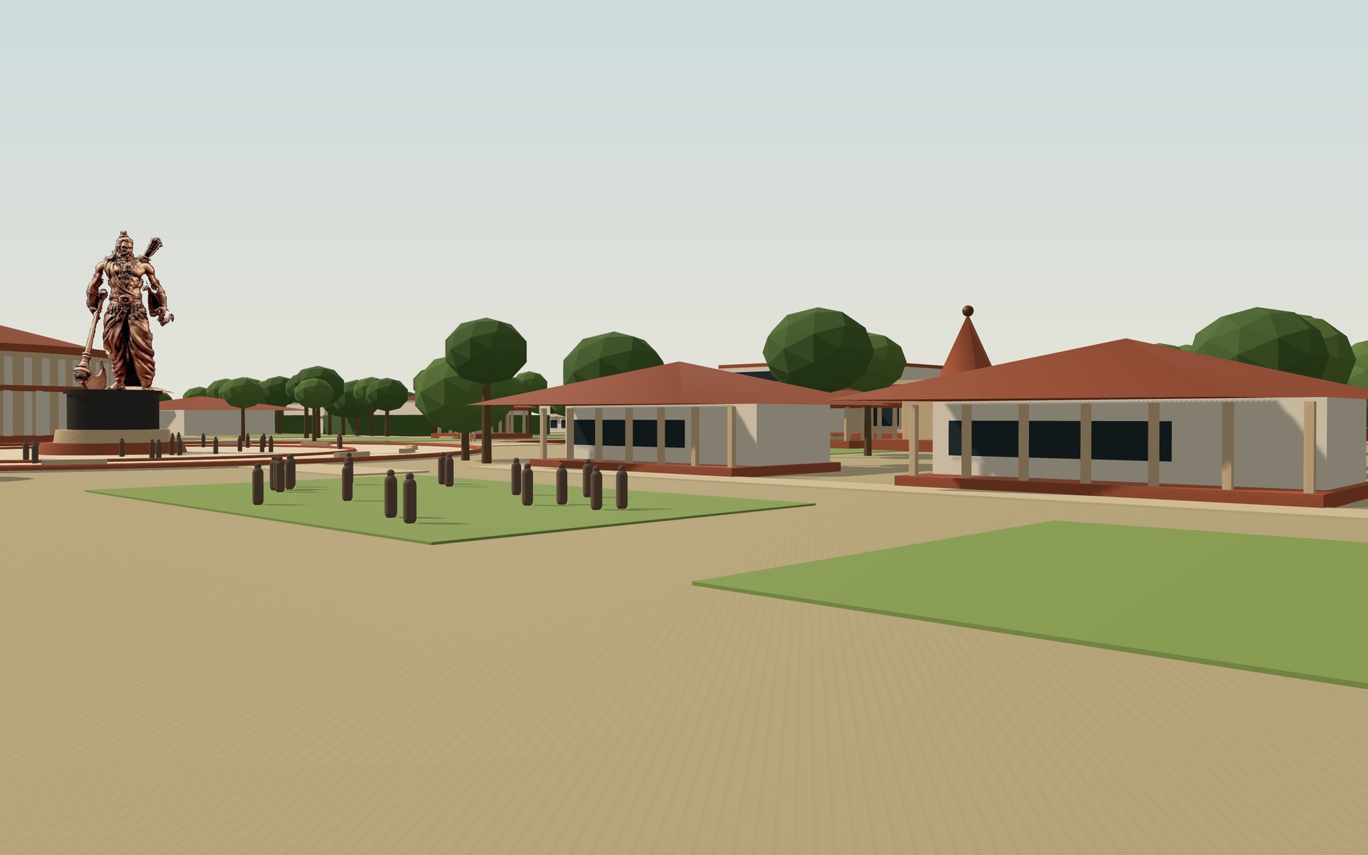 Classroom pavilions with verandas opening onto the teaching lawns